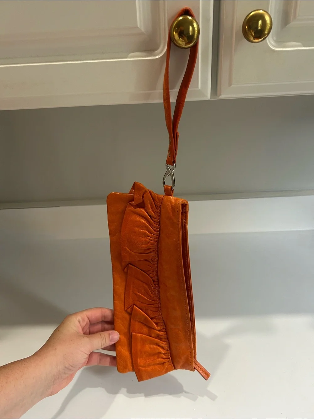 VTG Cammie Hill NY Orange Soft Leather Wristlet